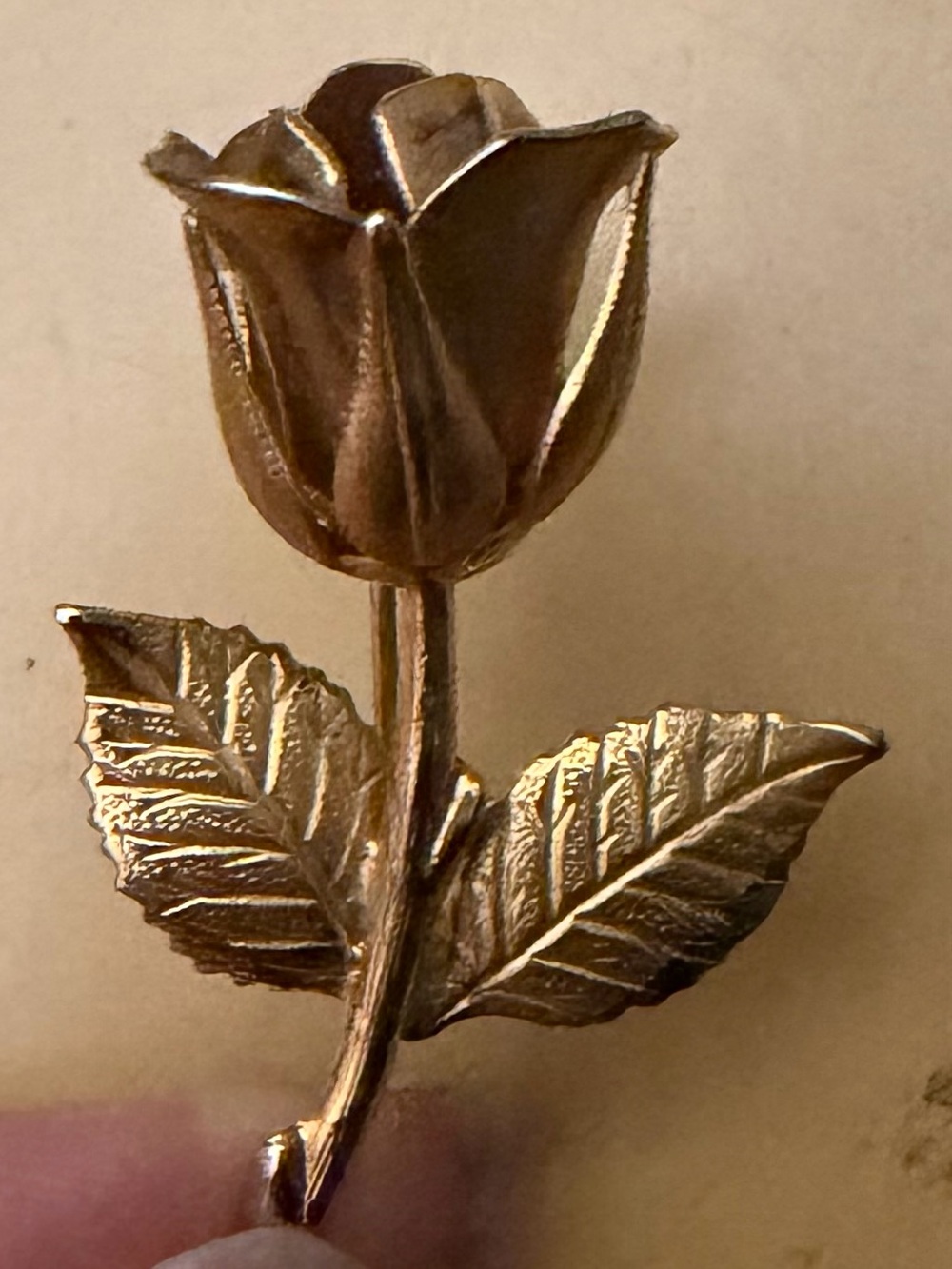 Gold Tone Rose Brooch